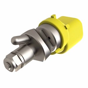 CP-03-SDS aerial nozzle with stainless steel selector plate and stainless steel deflector, designed for durable, adjustable droplet control at speeds up to 120 mph (193 km/h).
