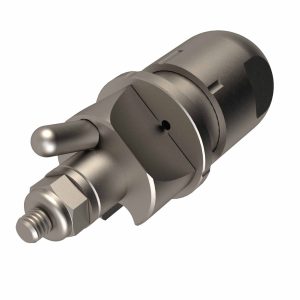 CP-07-3E stainless steel straight stream aerial nozzle with 3-way deflector offering 0°, 5°, and 30° spray angles for use at 130 mph (209 km/h) and above.