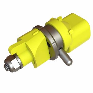 CP-09-3P aerial nozzle with stainless steel selector and poly deflector, offering 0°, 5°, and 30° deflection planes for use at 130 mph (209 km/h) and above.
